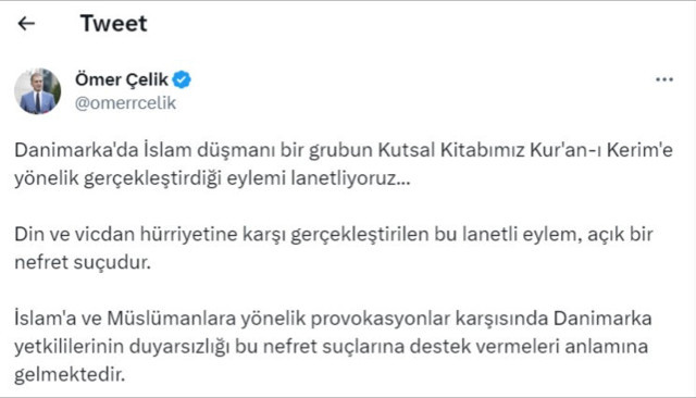 AK Parti'den Danimarka'da Kur'an-ı Kerim yakılmasına sert tepki! - Resim: 0