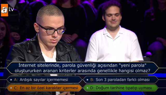 Kim Milyoner Olmak İster'de YKS 13'üncüsü Bünyamin Kalaycı ilk baraj sorununda elendi - Resim: 0