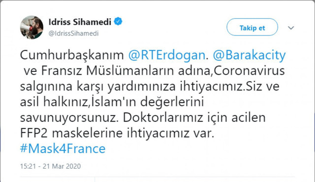 Fransa'dan Cumhurbaşkanı Erdoğan'a 1 milyon maske yardımı çağrısı - Resim: 0