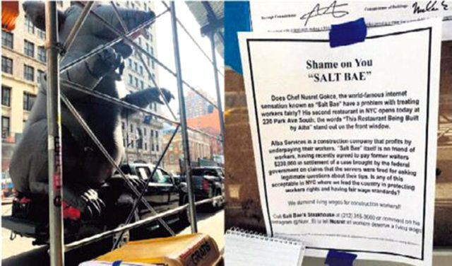 Sendikasız işçi çalıştırıyor iddiası olay Nusret Gökçe'ye 'dev sıçan'lı protesto! - Resim: 2