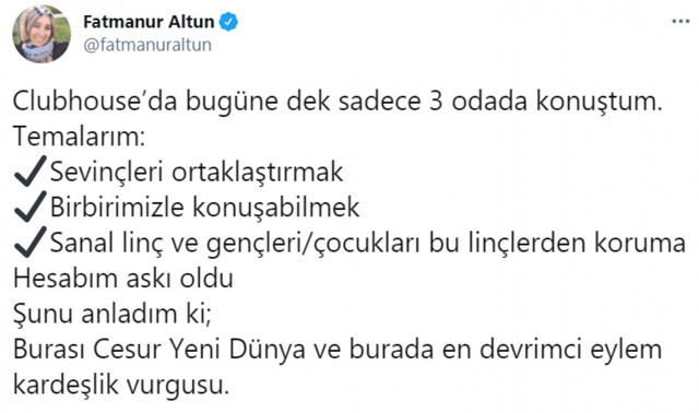 Fatmanur Altun'un Clubhouse hesabı askıya alındı - Resim: 0