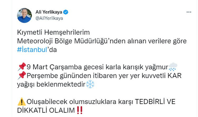İstanbul Valisi Ali Yerlikaya da kar için uyardı 9 Mart gecesi geliyor - Resim: 0