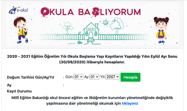 1. sınıfa başlama yaşı hesaplama 2020-2021 kaç aylık çocuklar gidecek? - Resim: 0
