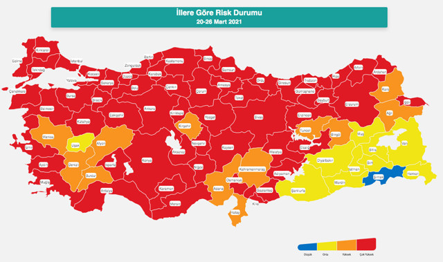 Türkiye yeni risk haritası yayınlandı! Şırnak dışında mavi il kalmadı işte harita - Resim: 0