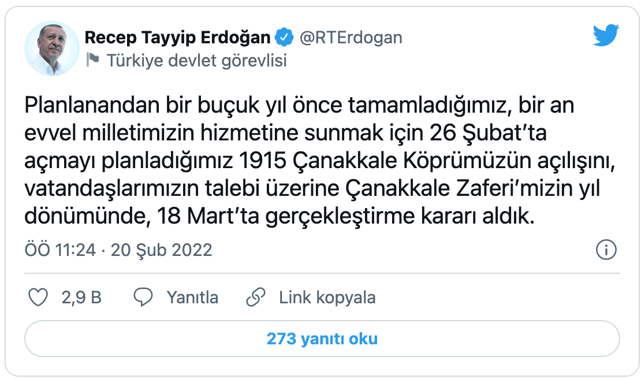 Cumhurbaşkanı Erdoğan 1915 Çanakkale Köprüsünün açılış tarihini değiştirdi! 18 Mart'ta açılacak - Resim: 0