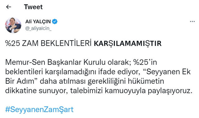 Memur-Sen Başkanı Ali Yalçın'dan yüzde 30'luk zamma ilk tepki! - Resim: 1