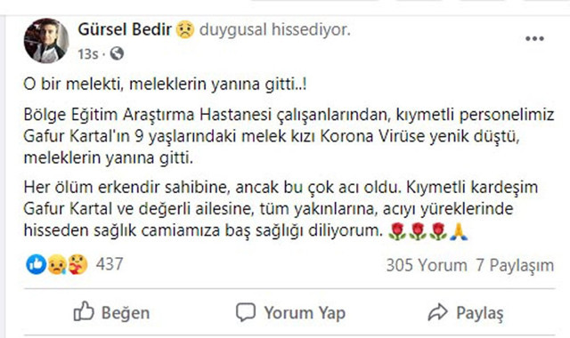 9 yaşındaki Esmanur koronavirüsten öldü! Türkiye'deki 15 yaşından küçük 13. kurban oldu - Resim: 0