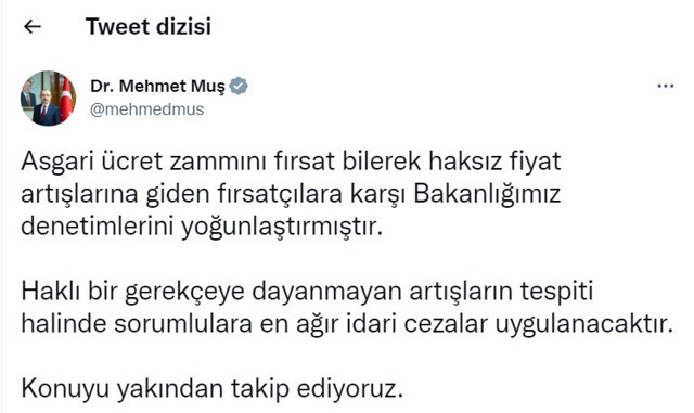 Bakan Muş duyurdu: Asgari ücret zammı fırsatçıları için harekete geçildi - Resim: 2