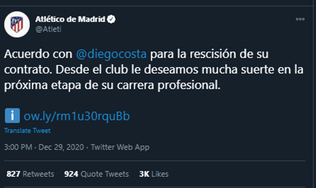 Diego Costa Atletico Madrid defterini kapattı! Sözleşmesi feshedildi - Resim: 2