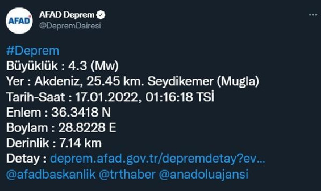 Muğla'da 4.3 büyüklüğünde deprem oldu! - Resim: 0