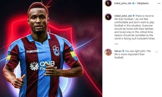 Obi Mikel'in 'Sezon iptal edilmeli' sözlerine Falcao'dan destek - Resim: 0
