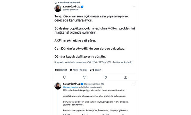 Mültecilere '10 kat zam' skandalı! CHP'li Tanju Özcan ile Can Dündar birbirine girdi - Resim: 2