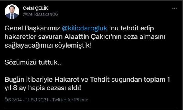 Alaattin Çakıcı’ya Kemal Kılıçdaroğlu'nu tehdit suçundan 1 yıl 8 ay hapis cezası - Resim: 0