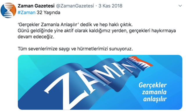 Zaman Gazetesi hesabından atılan twit : 'Döneceğiz' - Resim: 0