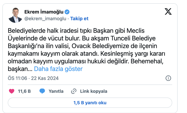 İmamoğlu’ndan kayyum açıklaması: Millet iradesi gasp ediliyor - Resim: 0