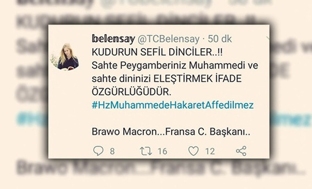 Twitter'da Hz Muhammed'e hakaret eden Elif Mersin Bursa'da gözaltına alındı - Resim: 0