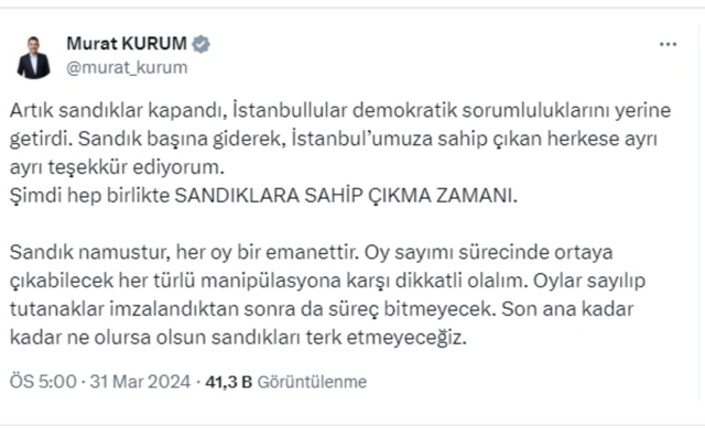 Murat Kurum'dan İstanbullulara çağrı! "Sandıklara sahip çıkma zamanı" - Resim: 0
