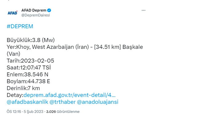 İran'da deprem oldu Van sallandı AFAD şiddetini duyurdu - Resim: 0
