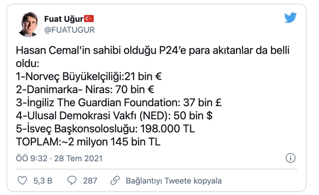 Türkiye Gazetesi yazarı Fuat Uğur paylaştı: Hasan Cemal ne kadar fonlanmış? - Resim: 0
