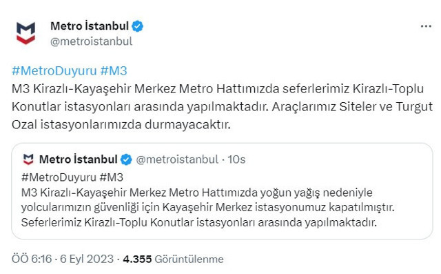 Selin vurduğu İstanbul'da bazı metro seferleri yapılamıyor - Resim: 0