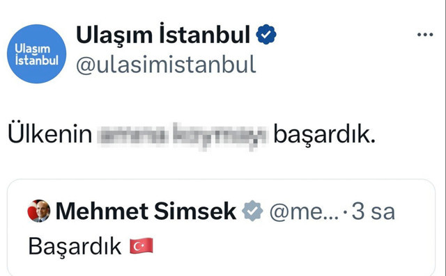 Mehmet Şimşek'in 'Başardık' paylaşımına küfürlü yanıt veren Ulaşım A.Ş. özür diledi - Resim: 0