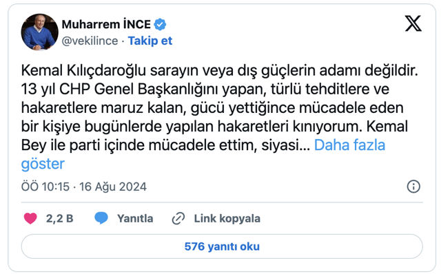 Muharrem İnce'den Kılıçdaroğlu'na 'destek' mesajı - Resim: 0