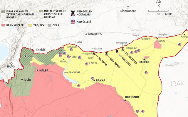 9 ekim barış pınarı harekatı öncesi suriye haritası