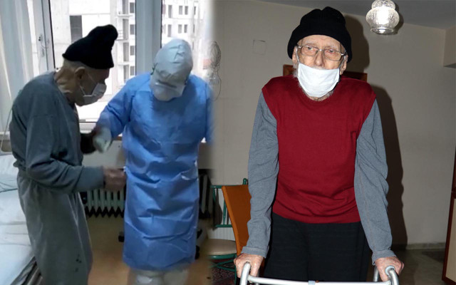 Zonguldak'ta 93 yaşında koronavirüsü yendi horonla taburcu oldu - Resim: 1