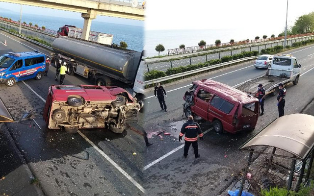 Trabzon'da devrilen minibüste acı bilanço: 1 ölü 2 yaralı - Resim: 0