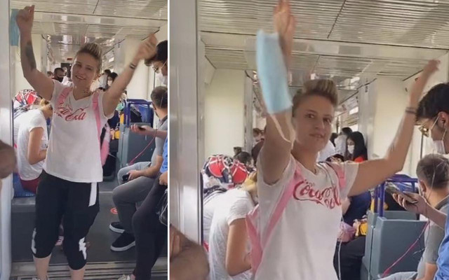 Gaziantep'te camiye ayakkabıyla giren şahıs bu kez tramvayda çiftetelli oynadı - Resim: 0