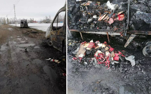 Ağrı'da terör örgütü PKK sempatizanları, AK Partili vatandaşların araçlarını yaktı - Resim: 1