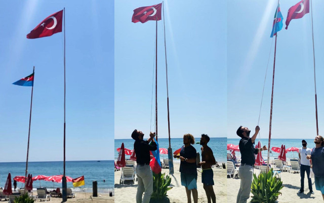 Afganların, Alanya plajına bayraklarını diktiği görüntüyle ilgili Valilikten açıklama - Resim: 0