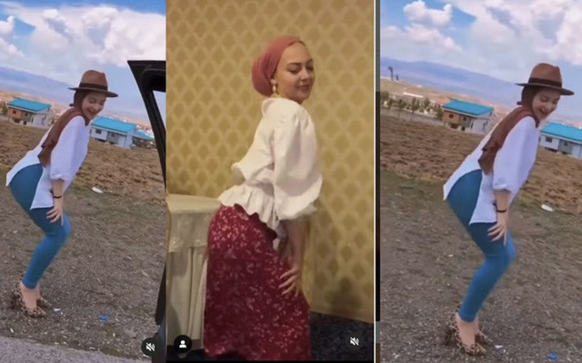 Daracık taytıyla kalça hoplattı paylaştı! Başındaki örtüsü isyan ettirdi - Resim: 0