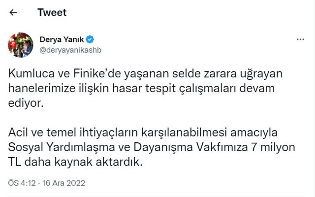 Bakan Yanık duyurdu: 7 milyon TL daha kaynak aktarıldı - Resim: 0