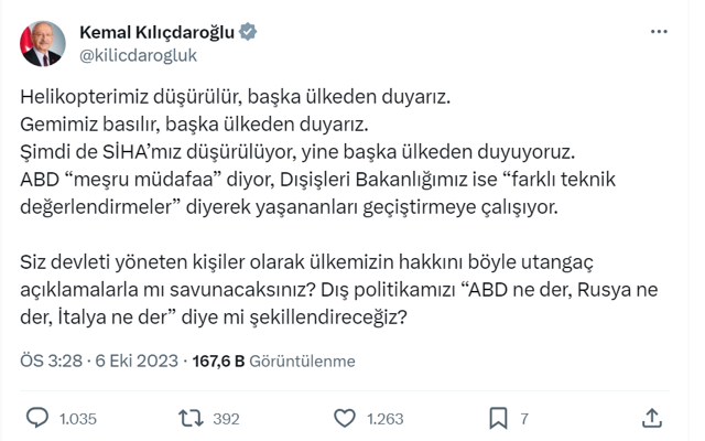 Kemal Kılıçdaroğlu'ndan SİHA tepkisi! Türkiye'nin hakkını böyle utangaç mı savunacaksınız - Resim: 0