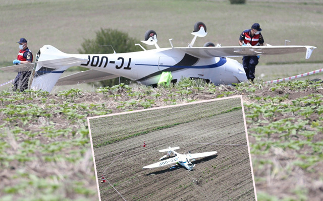 Bilecik'te eğitim uçağı tarlaya zorunlu iniş yapınca bakın ne hale geldi