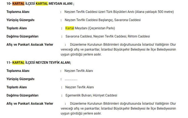 İstanbul Kartal'da 7 gün boyunca gösteri ve yürüyüş yasağı - Resim: 0