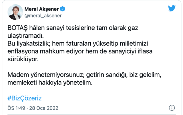 Meral Akşener'den doğalgaz tepkisi! 'Yönetemiyorsunuz, seçime gidin' - Resim: 0
