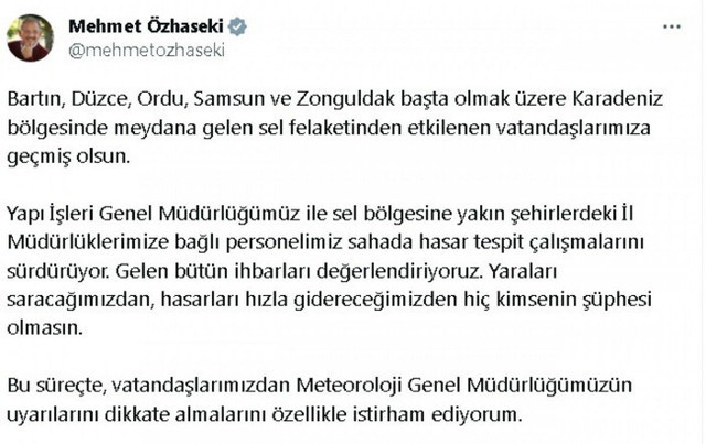 Mehmet Özhaseki: Sel bölgesinde hasarları hızla gidereceğiz - Resim: 0