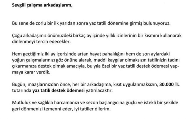 Böyle patron dostlar başına! Her çalışanına 30'ar bin lira tatil parası ödedi! 'Gidin tatil yapın' - Resim: 0