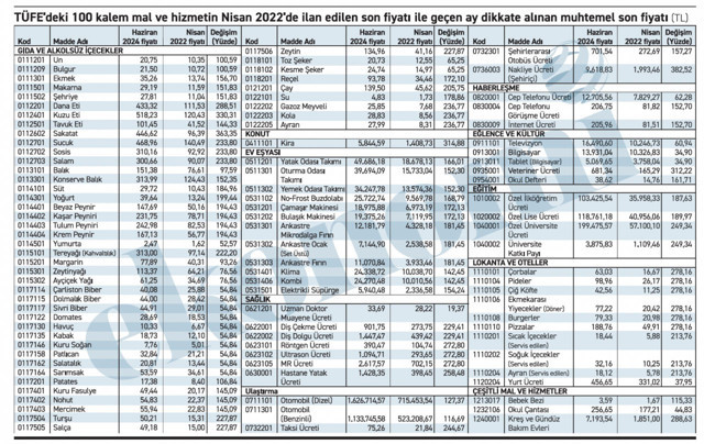 TÜİK'in enflasyon sepetinde doktor muayenesi 34 lira, kira 5 bin 845 lira - Resim: 0