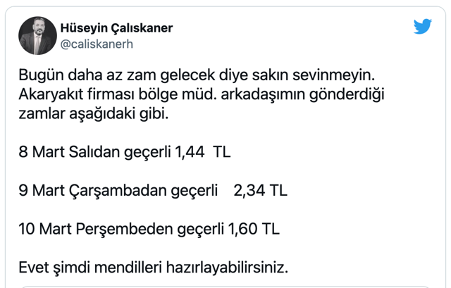 Benzin ve motorine şimdiye kadar ki en büyük zam 9 Mart 2022 itibariyle geçerli - Resim: 1
