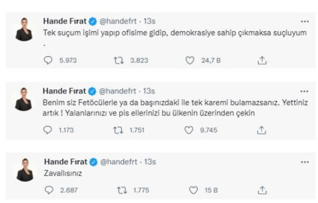 Gazeteci Hande Fırat çılgına döndü! 15 Temmuz iddialarına sert yanıt verdi: Yettiniz artık zavallısınız... - Resim: 1
