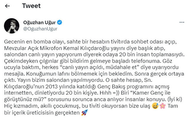 Kılıçdaroğlu, Mevzular Açık Mikrofon’a katıldı! Oğuzhan Uğur “Gecenin en bomba olayı” diyerek duyurdu! - Resim: 0