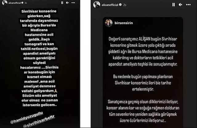 Şarkıcı Alişan hastaneye kaldırıldı! Konserinin iptal olduğunu açıkladı - Resim: 1