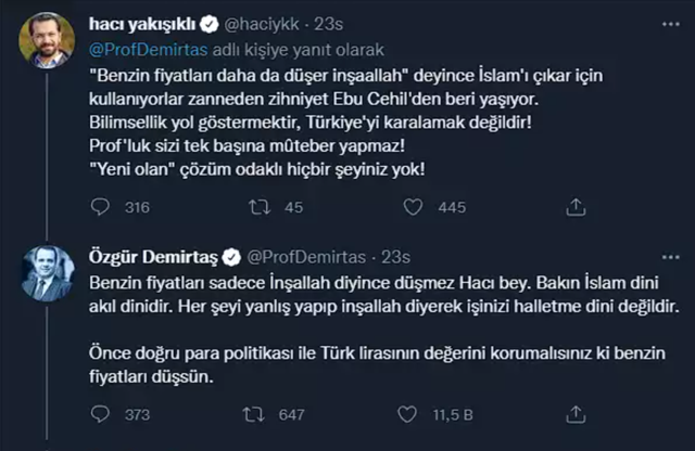 Özgür Demirtaş ile Akit Ankara Temsilcisi Hacı Yakışıklı birbirine girdi! 'Benzin zammı' kavgası nerelere gitti? - Resim: 2