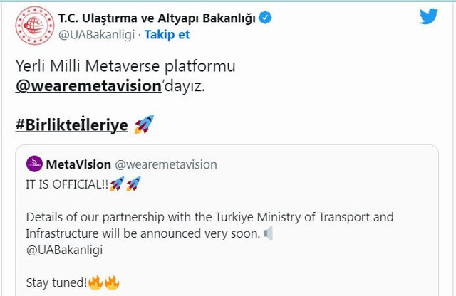 Ulaştırma ve Altyapı Bakanlığı Twitter'dan paylaştı! Bomba 'metaverse' hamlesi! - Resim: 0