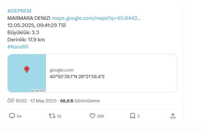 Kandilli duyurdu! Marmara Denizi'nde korkutan deprem! - Resim: 0
