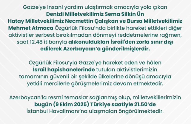 İsrail alıkoyduğu 1'i Gelecek 2'si Saadet Partisi'nden 3 vekili bakın hangi ülkeye yolladı - Resim: 1