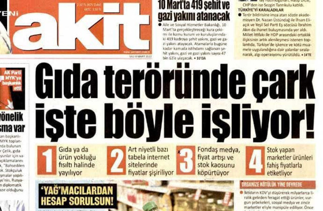 Akit gazetesi çok fena yakalandı! Bir hafta önce 'Hemen ayçiçek yağı alın' dedi bugün onları 'terörist' ilan etti - Resim: 0